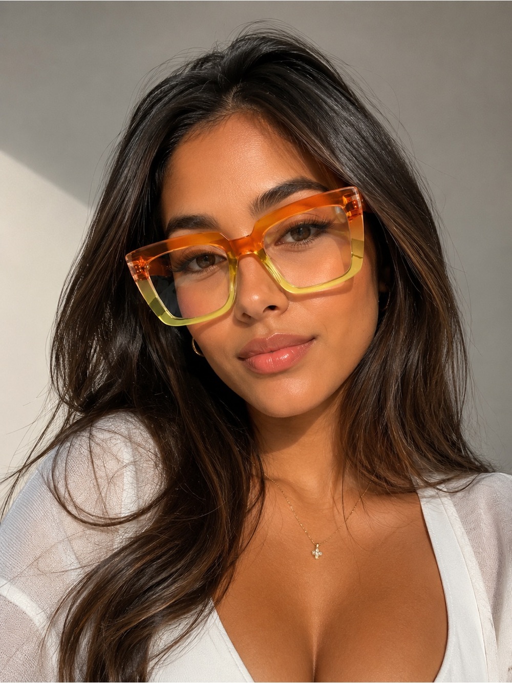 💛🧡Oversized Orange Yellow Ombre Square Glasses 🧡💛